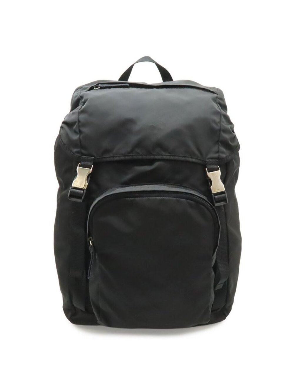 Prada Triangle Logo Backpack Nylon Nero Black Silver